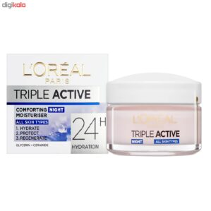 کرم آبرسان شب لورآل مدل Triple Active 24H حجم 50 میلی لیتر